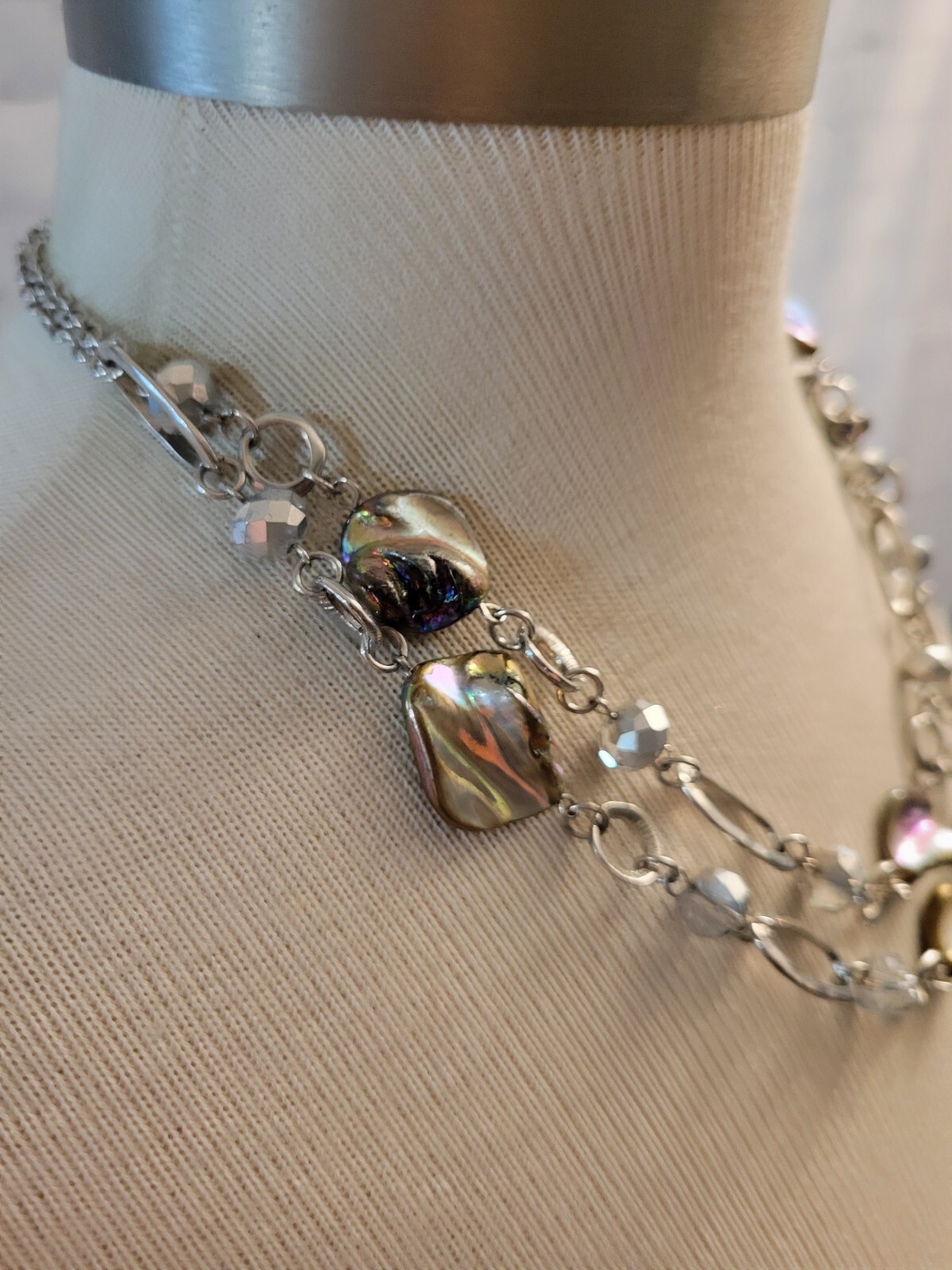 Erica Lyons Shell Silvertone Chain Double Strand … - image 3