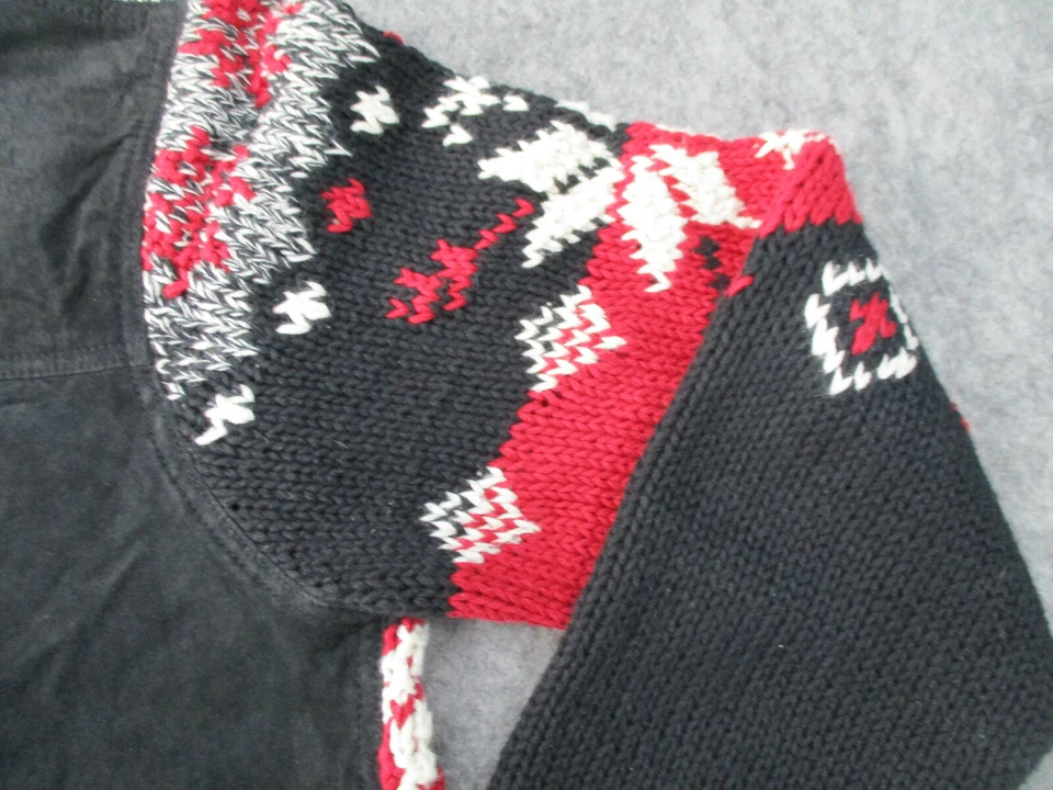 Chaqueta Coldwater Creek Mujer Mediana Negra Roja Cremallera Completa Damas Gamuza Tejida Foto 2 de 4