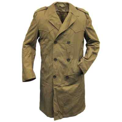 Italian Military tan Lined Trench Coat, S to L, NOS & used cond