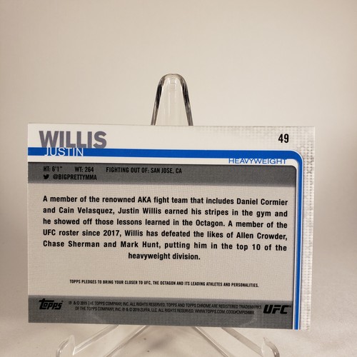 2019 Topps UFC Chrome Base #49 Justin Willis Heavyweight - Picture 2 of 2