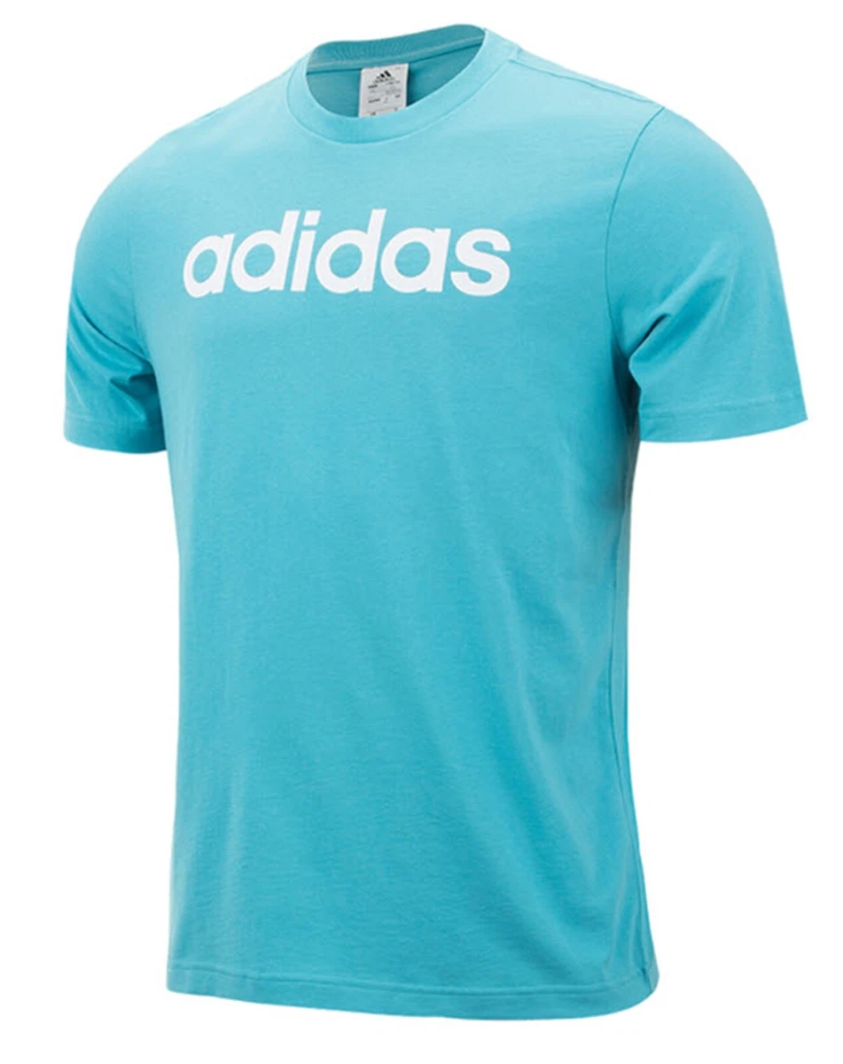 Adidas Men Linear Logo SJ Shirts Training Sky-blue T-Shirt Run Tee Jersey  IC9287 | eBay