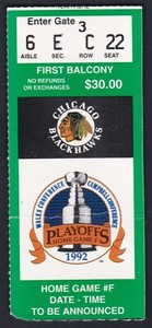 5/16/92 Chicago Blackhawks v Edmonton Oilers Stanley Cup Conf Finals Ticket Stub