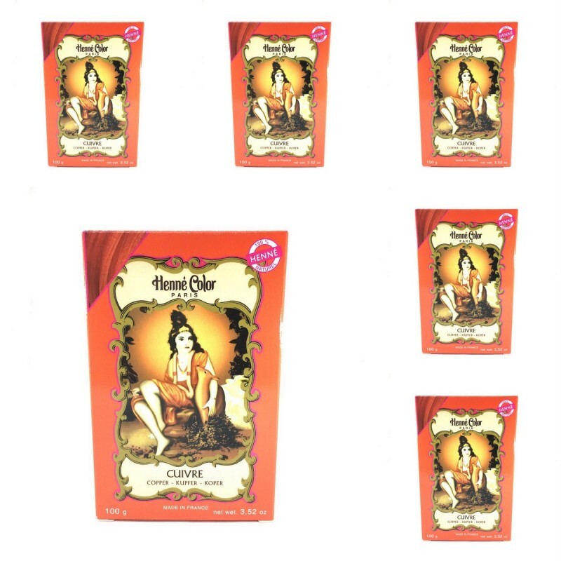 Henné Cuivre Poudre NJD France lot de 6x100g pour le soin et l'entretien naturel des cheveux