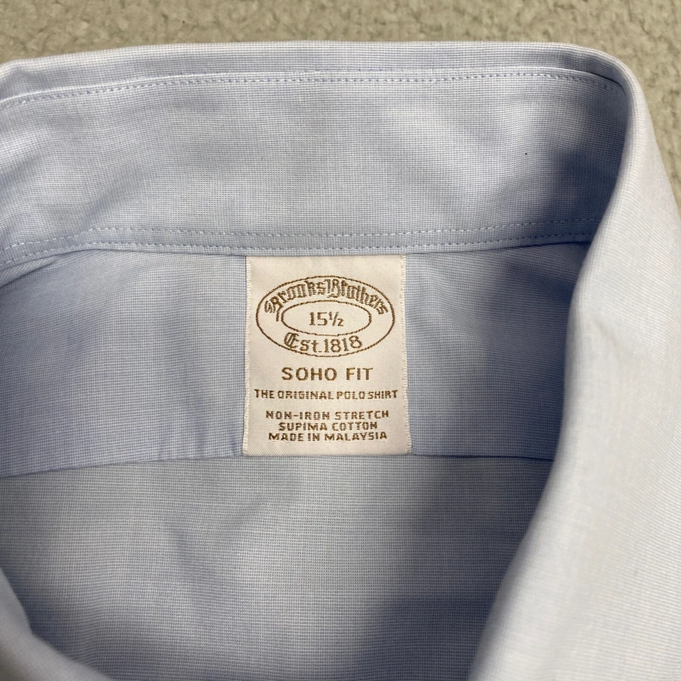 Brooks Brothers Shirt Mens 15 1/2 Blue Button Down Soho Fit Slim NWOT - Image 3 of 4