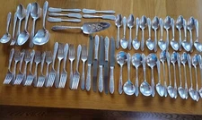 Vintage National Silver KING EDWARD Silverplate Flatware Set - 59 Pieces