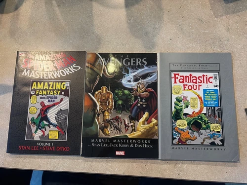 Marvel Masterworks Lot of 3 Spider-Man 1 Fantastic Four 1 Avengers 1 Kirby Ditko