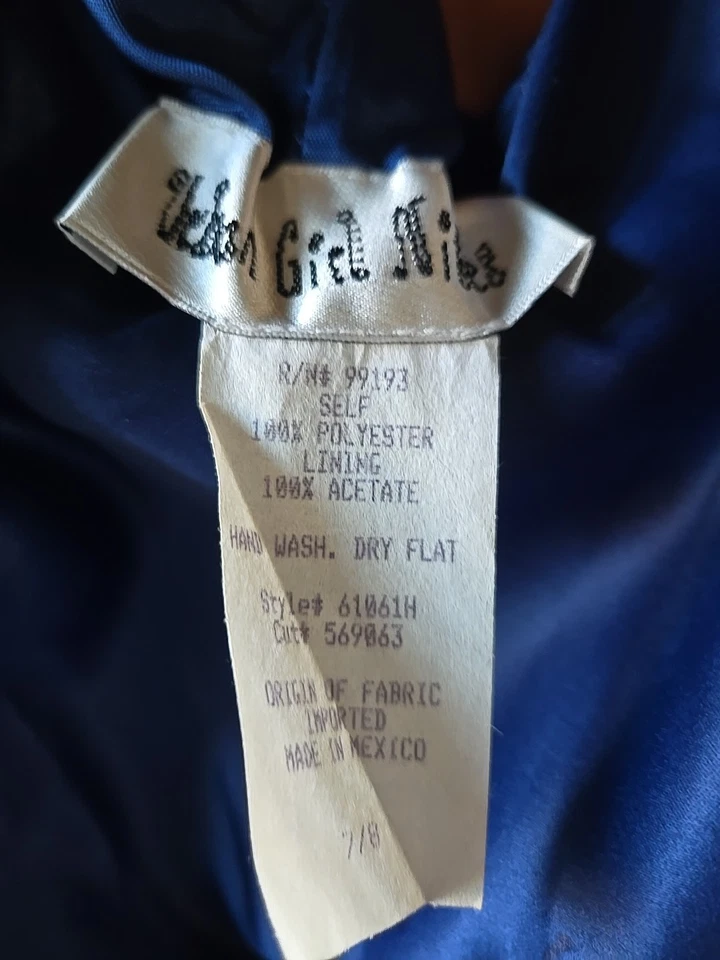 Urban Girl Nites Size 7 / 8 Blue Satin Long Dress Gown Strapless Ruched Fabric - Image 4 of 4