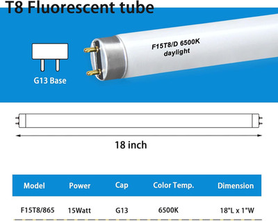 F15T8/D Daylight 18Inch 15 Watt T8 Straight Tube F15T8/DL Linear Preheat 6500K-3