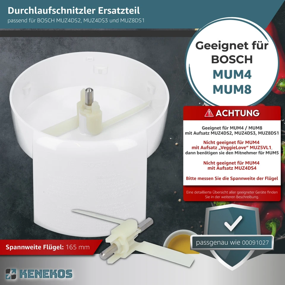 Durchlaufschnitzlerflügel geeignet für Bosch MUM4/MUM8 MUZ4DS2 Küchenmaschine - Bild 3 von 4
