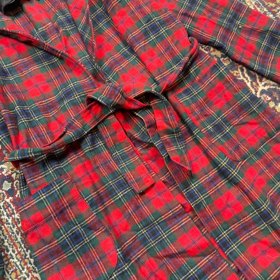 Bata de Lana a Cuadros Pendleton Años 70 80 De Colección Para Hombre S Roja Verde Clásica Vacaciones Foto 3 de 4