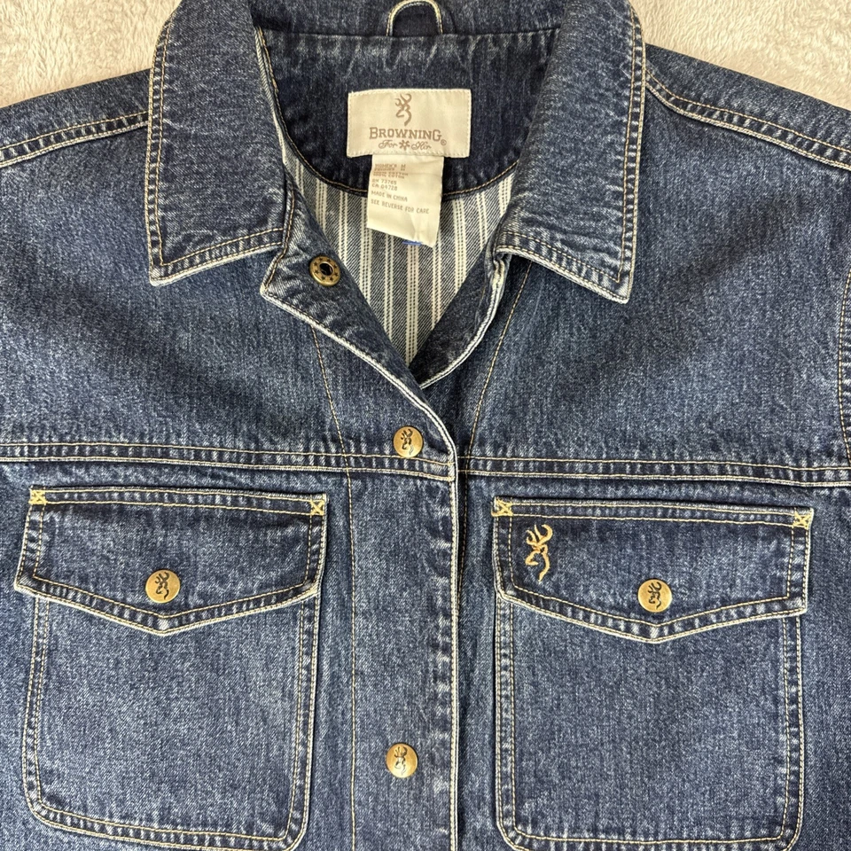 Abrigo de mezclilla para mujer Browning Jean Barn Field Chore talla M bolsillos forrados como nuevo Foto 2 de 4