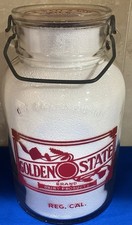 @ GOLDEN STATE CALIFORNIA CA MILK BOTTLE Wide Mouth Wire Bale Handle HTF KS