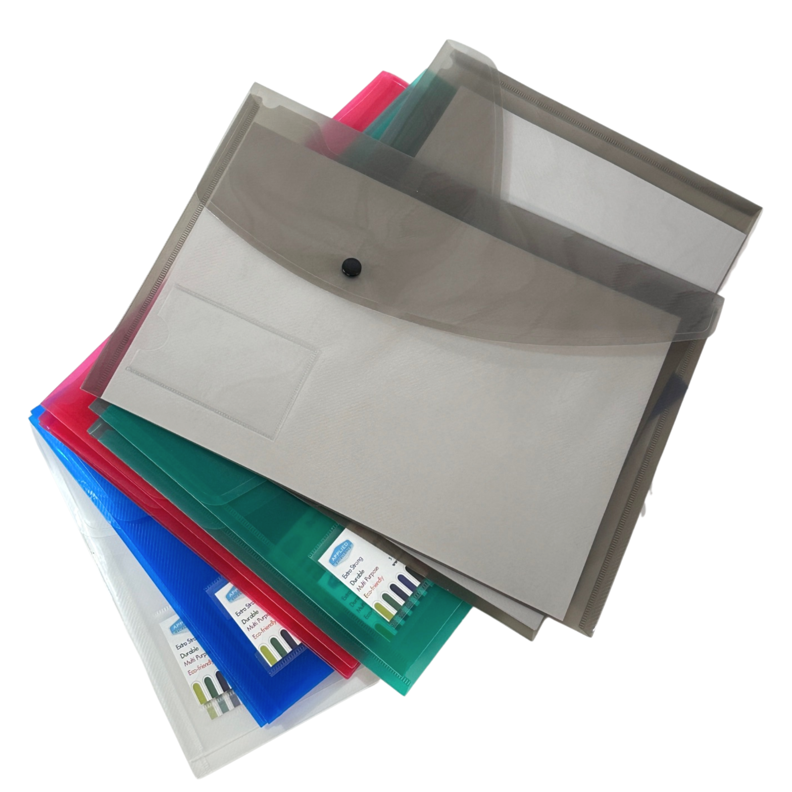 A4 Plastic wallets Stud Document Wallet Files Folders Filing School ...