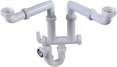 Talea Double Kitchen Sinks Drain Pipe Kit Drain Pipe Rear Hard Tube