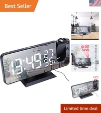 Smart USB Charging Projection Alarm Clock with FM Radio & LED Mirror Display