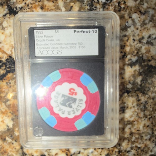 Silver Palace 1992 $5 Casino Chip Cripple Creek, CO ACCGS Perfect-10 Graded