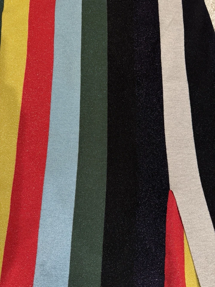 Falda midi Diane von Furstenberg metálica multicolor tejida a rayas talla L Foto 3 de 4