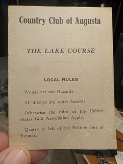 Extremely Rare Unused 1926 1936 Country Club Of Augusta Lake Course Score Card