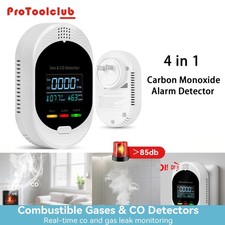 Carbon Monoxide Natural Gas Detector Plug in CO/GAS/TEMP/RH Monitor Alarm 4in1