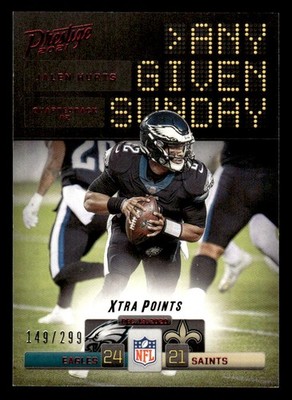 2021 PANINI PRESTIGE JALEN HURTS AGS-JH ANY GIVEN SUNDAY XTRA POINTS RED 149/299