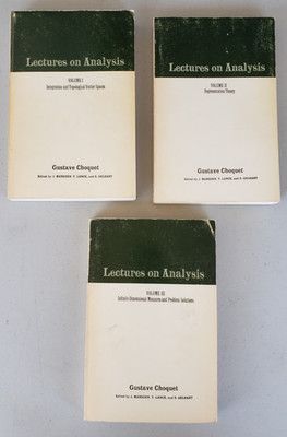 Lectures on Analysis 3 Vol Set GUSTAVE CHOQUET 1969 Marsden Paperback Math