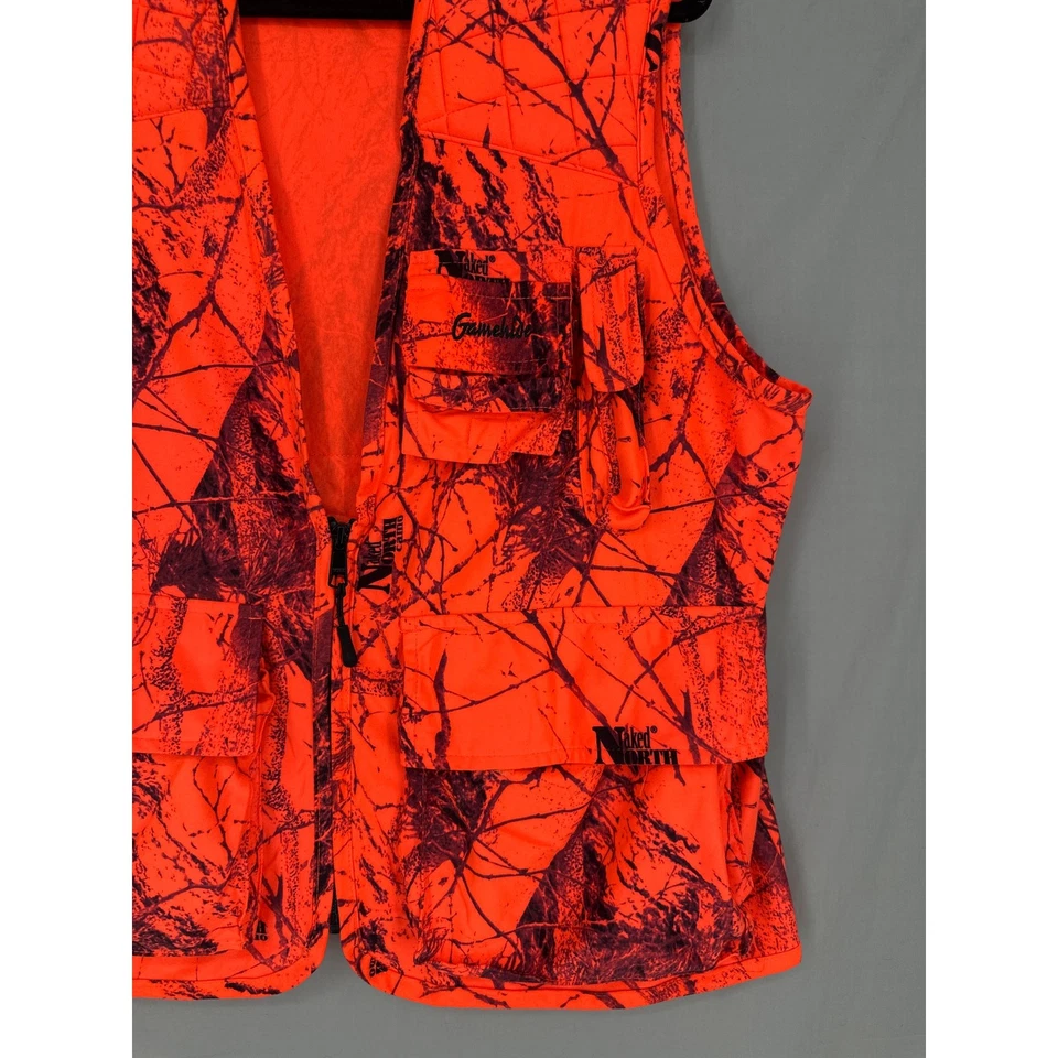 GameHide Hunting Vest Medium Blaze Orange Naked North Camo Padded Zip Up Pouch - Image 4 of 4