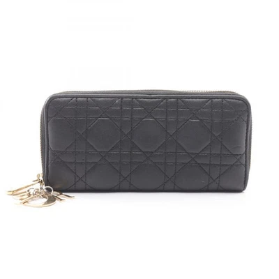 Christian Dior Lady Cannage Around Long Geldbörse Leder Schwarz Gebraucht Damen - Bild 1 von 4
