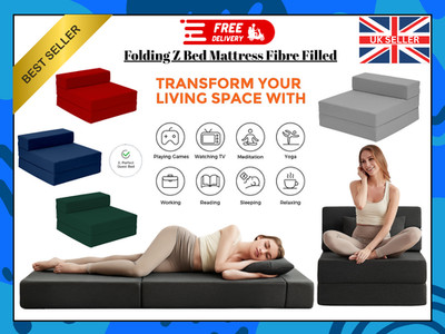 Z Bett Matratze Wasserdicht & Faser Gefüllt Ausklappbar Gästebett für Kinder, Erwachsene UK