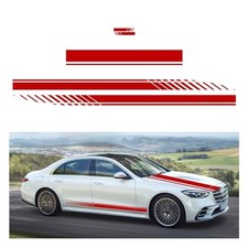 5 PCS Car Hood Stripe Sticker, Vinyl Modified Rearview Mirror Decals, Small Red