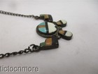 VINTAGE SIGNED ZUNI INDIAN MOSAIC STONE INLAY KNIFE WING KACHINA DANGLE TIE BAR — photo 6