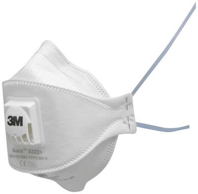 3M Aura 9322+ 9322+ Feinstaubmaske Feinstaubfiltermaske mit Ventil FFP2 D 10 St.