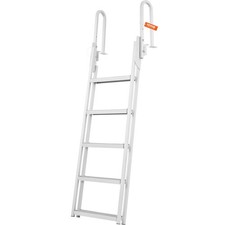 Dock Ladder Flip Up 5 Steps,350lbs Load Capacity,Aluminum Pontoon Boat Ladder w/