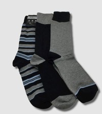 Alfani Men's 3-Pair Pack Blue Gray Dress Crew Socks Shoe 7-12