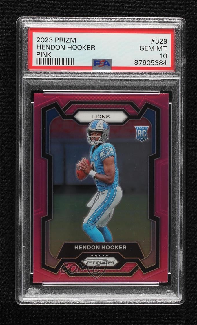 2023 Panini Prizm Rookies Pink Prizm Hendon Hooker #329 PSA 10 GEM MT 01sb