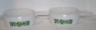 Vintage Jeanette Ovenware Milk Glass "Blueberry" J-2639 Soup Bowls Handle 14oz 2