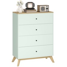 Chest of Drawers, 4 Drawer Storage Cabinet, Light Green and Oak Refurbished