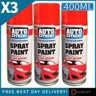 3 x RED GLOSS AEROSOL SPRAY PAINT 400ML AUTO EXTREME FOR CARS METAL PLASTIC NEW