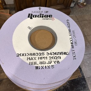 Radiac 16" x 1" x 5” Cylindrical Test Wheel 6911-6273. Max RPM 2029