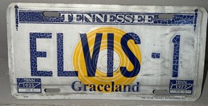 1987 ELVIS-1 Booster License Plate Elvis Presley Tennessee Graceland
