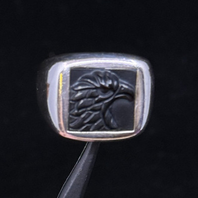 John Hardy Sterling Silver Legends Naga Eagle Black Onyx Signet Ring Size 11