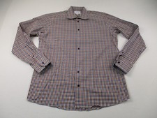 Eton Dress Shirt Mens 16 41 Red Check Contemporary Fit Long Sleeve Twill