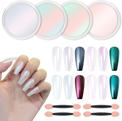 Chrome Nail Powder Metallic Mirror Glitter Effect Pigment Iridescent Aurora Merm