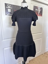 CHANEL Black Wool Knit Dress with Empire Sleeve,size 34