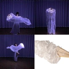Belly Dance LED Fan Veil Hand Made Silk Fan 1.8m Long Bamboos Fans Veil