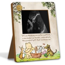 Winnie Baby Shower Decorations Ultrasound Picture Frame Wooden Pregnancy Mile...