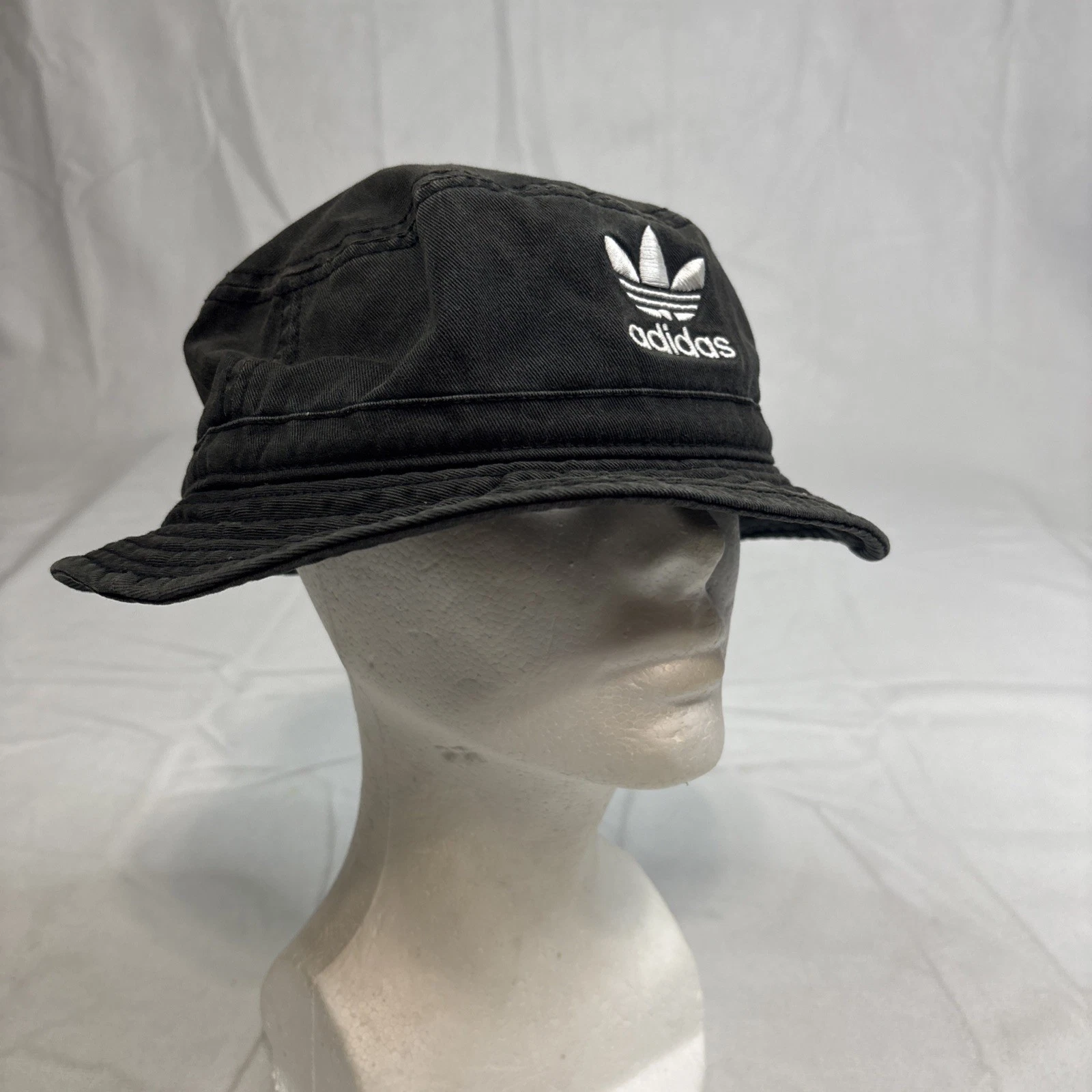Adidas Hat Cap Fitted Adult One Size Black White Trefoil Logo Bucket Hat Mens