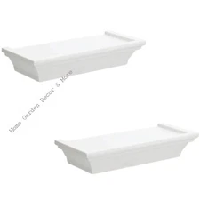SET OF 2 Small White Floating Plastic Shelf Shelves  8.6" L  x 4" D Holds 5 lbs