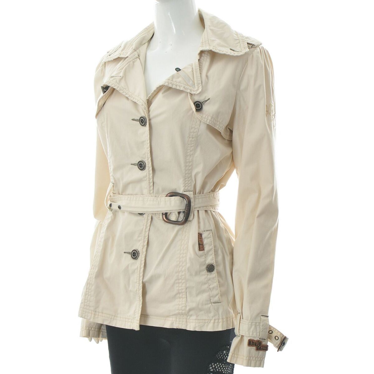 Khujo Women's Short Trench Coat Jacket Size L Large Beige Khujo Women's Short Trench Coat Jacket Size L Large Beige