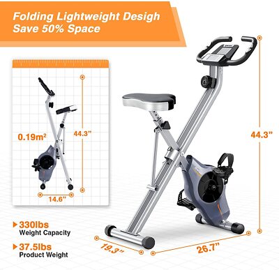 Workout Exercise Bike-Stationary Bike Foldable with Magnetic
