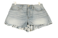 Madewell Relaxed Denim Shorts Jeans Fringe Blue Jean Cutoffs Raw Hem Size 29